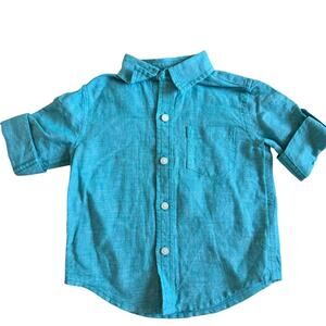 Janie And Jack Aqua Linen Button-Up Shirt